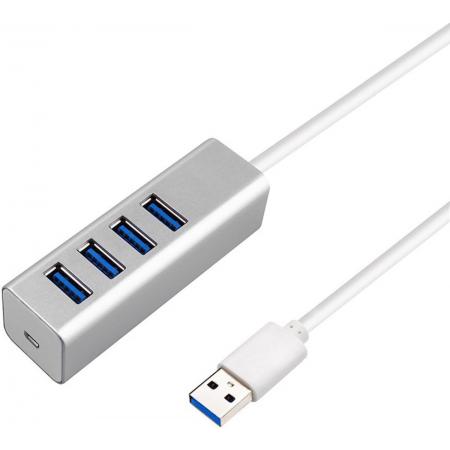 USB 3.0 Hub Station 4x USB aansluiting chroom – USB verlengstuk